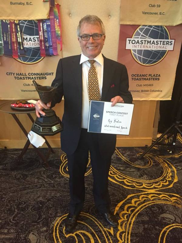 Reg Boaler, 2018 District 96 Speech Contest Champion